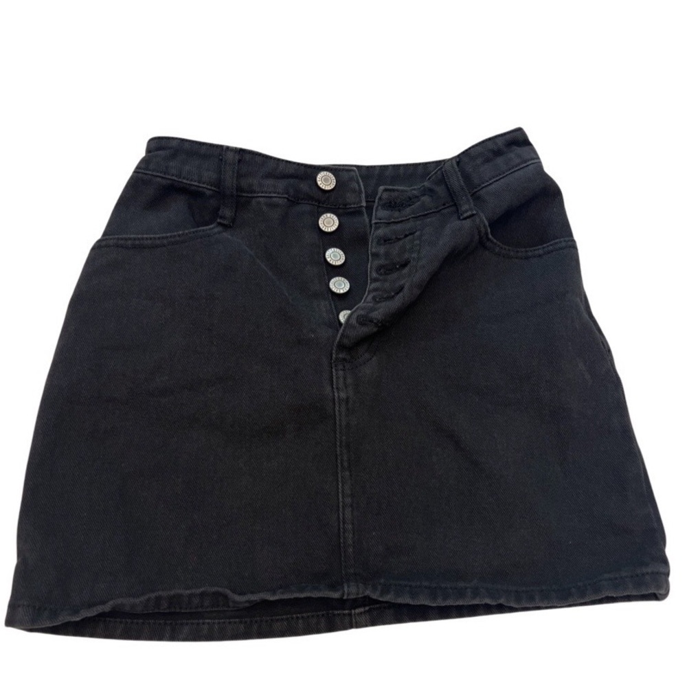J Galt Black Button Down Jean Skirt Size Small